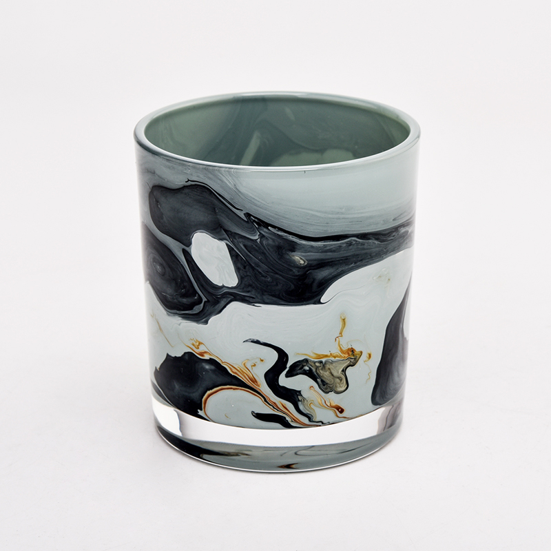 다채로운 회화 유리제 양초 단지 8oz 10oz 유리제 촛대