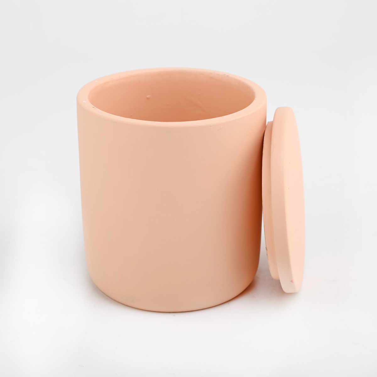 Cement cande vessels with lids and candle jars by concrete material