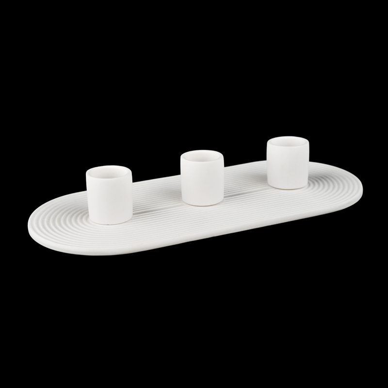 lot de 3 bougeoirs en céramique blanche