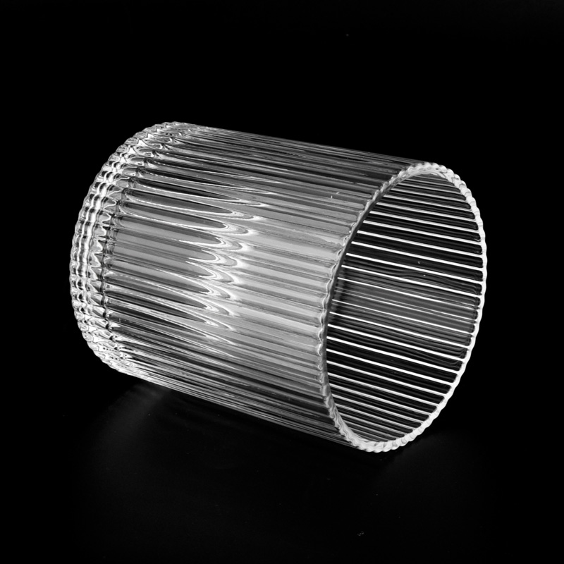 Large stripe pattern glass candle jars and candle holders