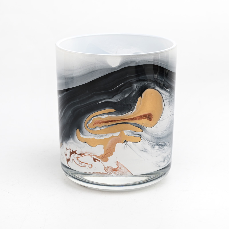 Home decor 390ml  hand-painted effect glass candle holders