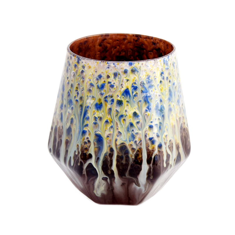 luxusní dekorační skleněná dóza na svíčku s tvarovým designem