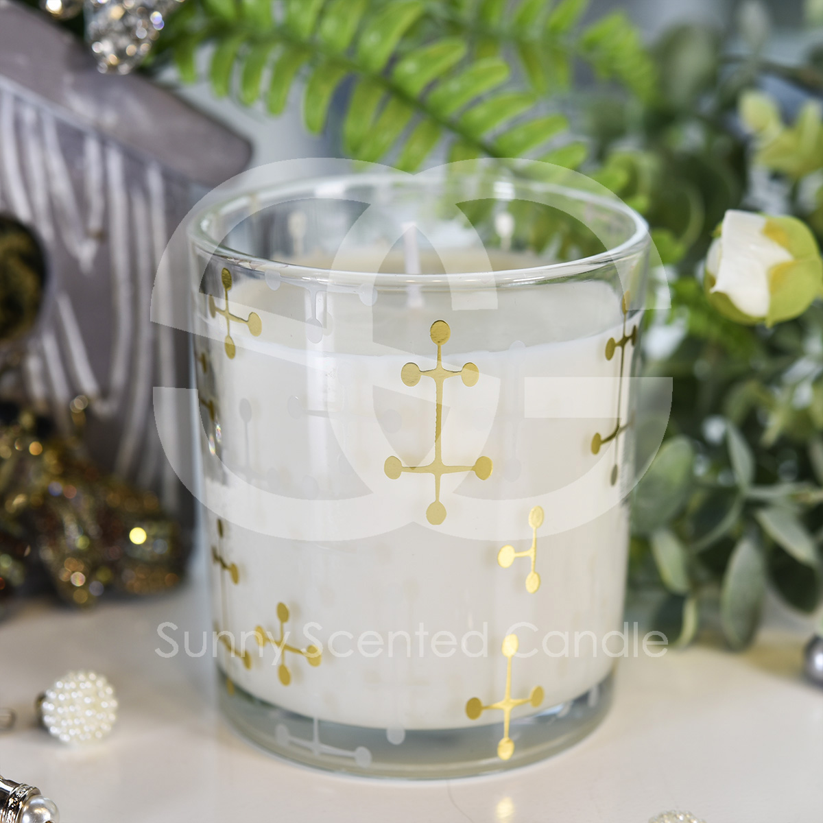 empty glass candle Jar 8oz 10oz gold stamping glass jar wholesale