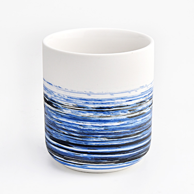 家居装饰圆底艺术品空陶瓷蜡烛罐