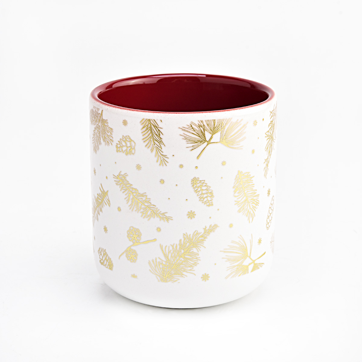golden pattern ceramic candle vessel for Christmas