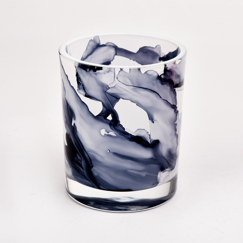 luxury colorful glass gandle jars with marble effect - COPY - 8jrda3