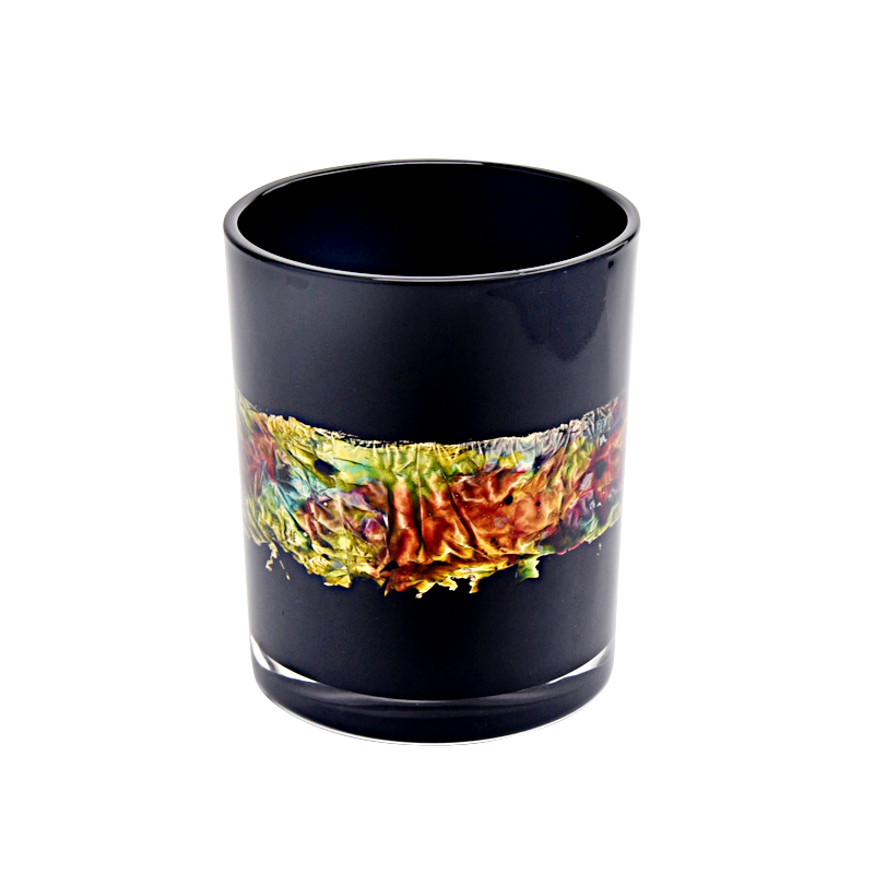 luxury 14oz black hand paint glass candle holder