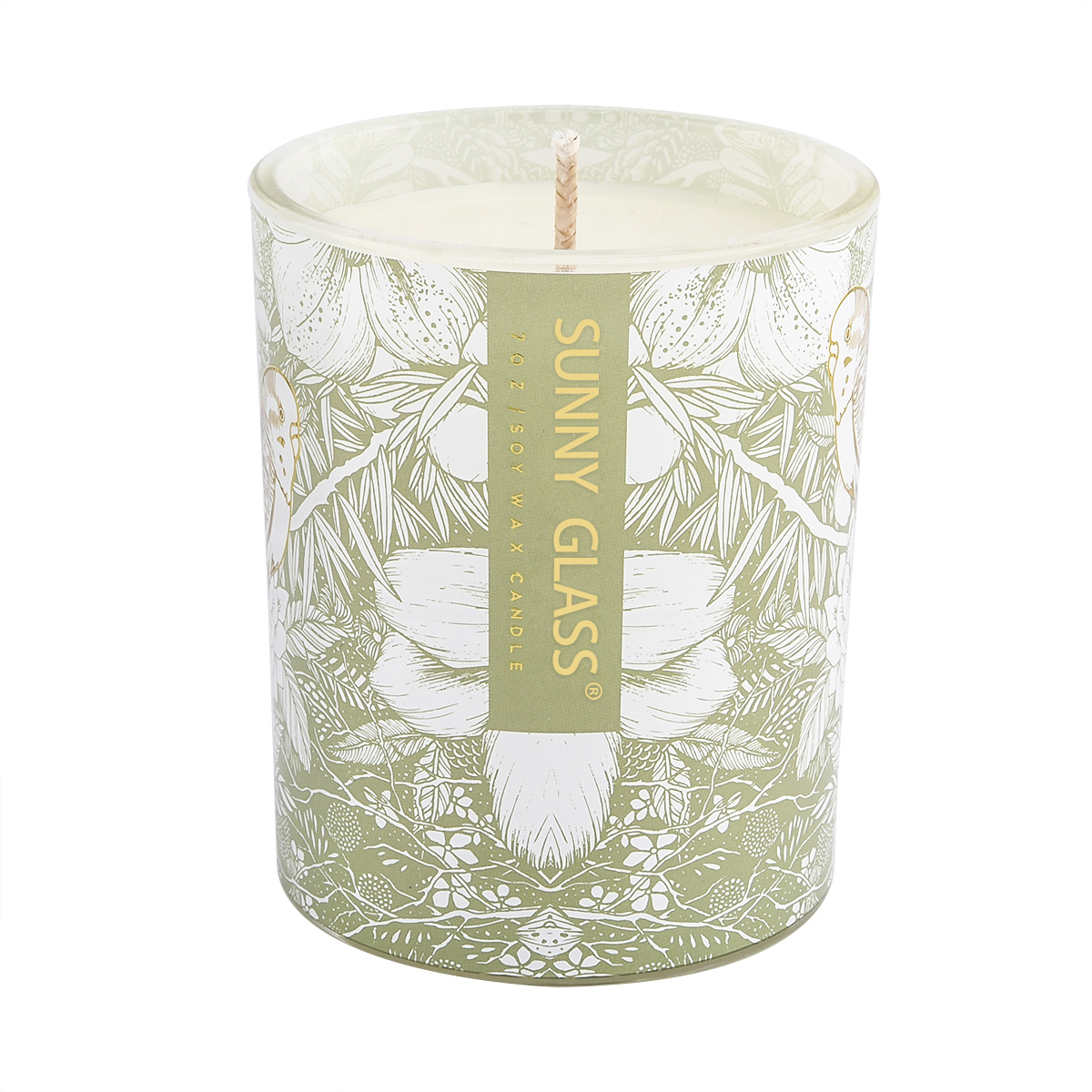 empty glass vessels with custom decal print for candle making