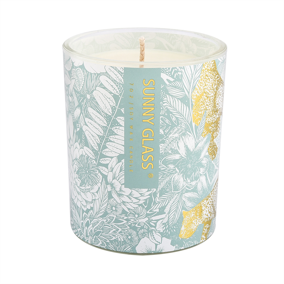 glass vessels with colorful print 8oz candle jars