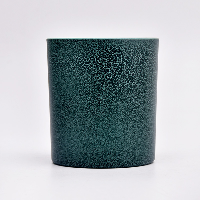 hot sale 10oz green cracked  glass candle jars supplier