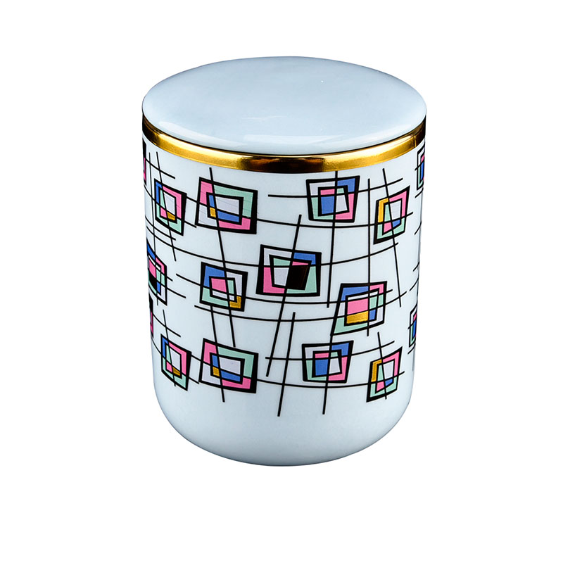 luxury blue ceramic candle jar with lid