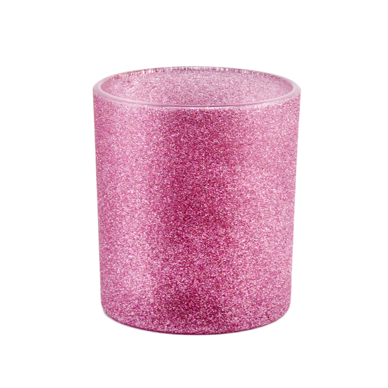 Hot sale pink color pearl paint on the 300ml glass candle holder for wholesale