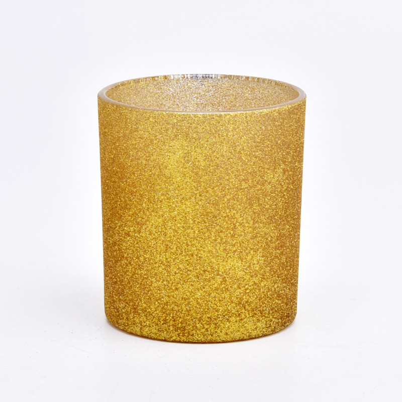 Hot sale gold color pearl paint on the 8oz 10oz l glass candle holder for wholesale