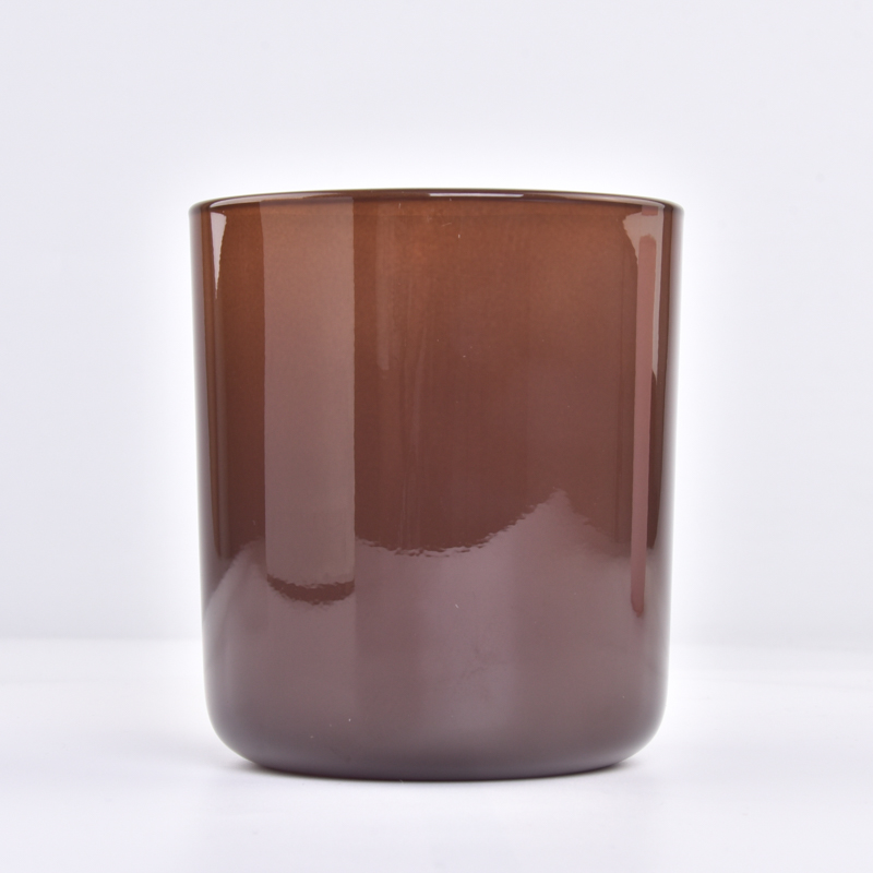 portavelas de cristal de fondo redondo de 14 oz de ámbar para decoración del hogar