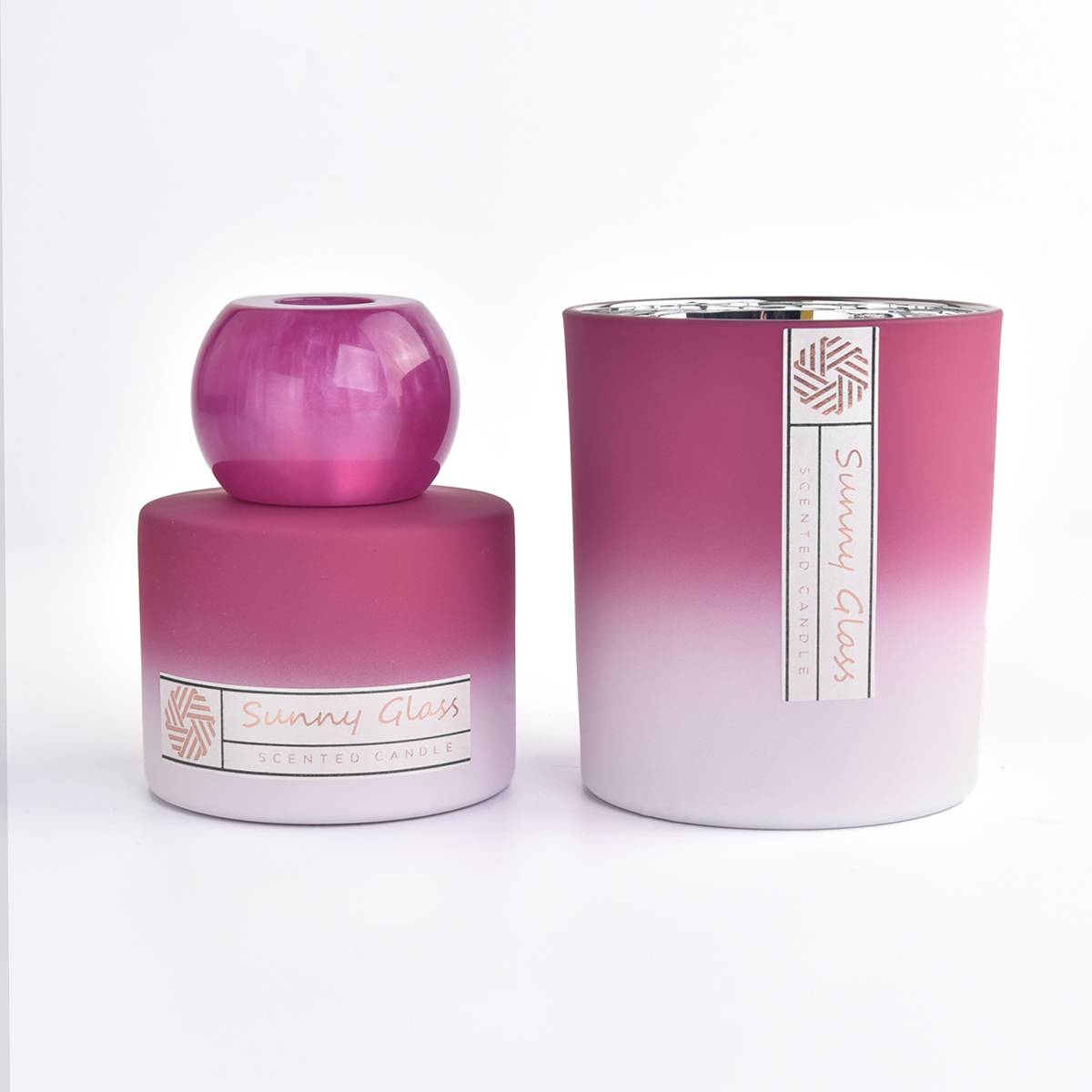 ガラスディフューザーボトルセット付きガラスキャンドル容器