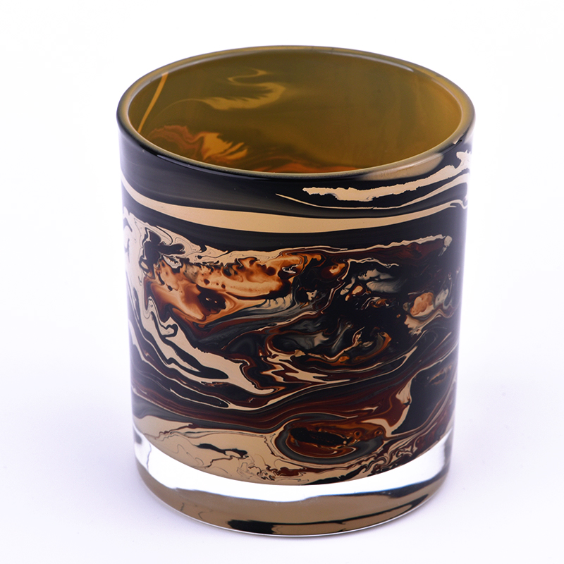 Hot sale 2oz -20oz glass candle holder with customized color swirl for wholesale