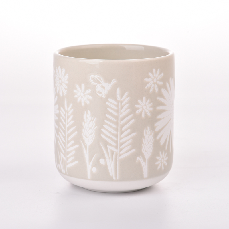 new arrival ceramic candle jar with pattern design