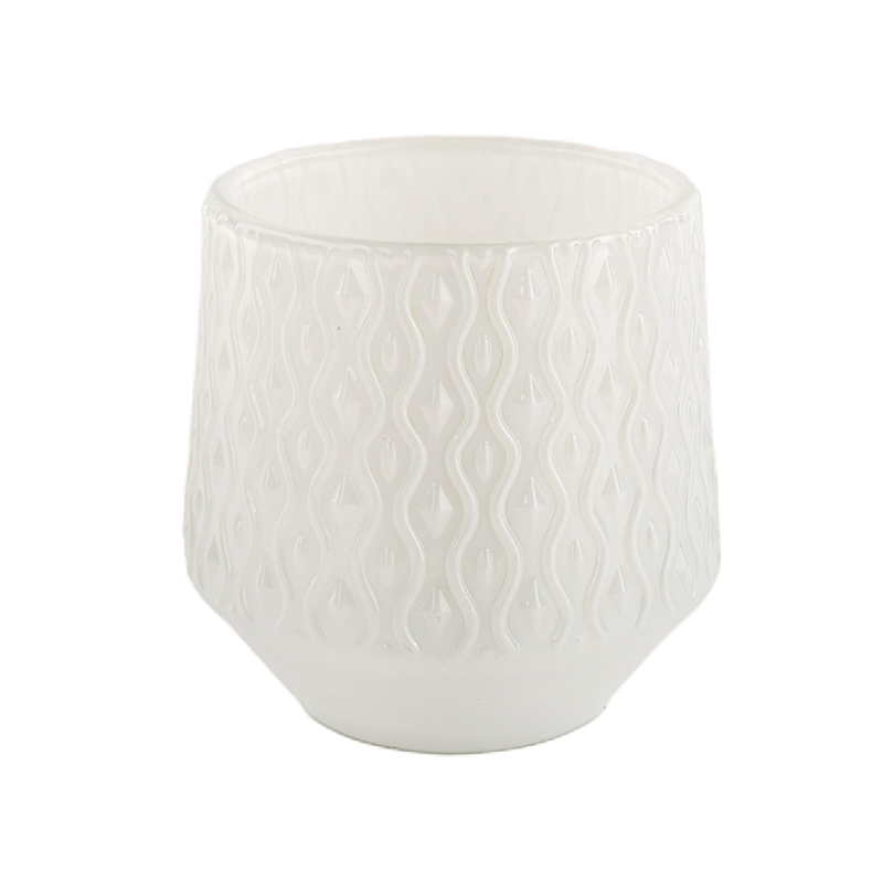 Vendita all'ingrosso di barattoli di candela in vetro bianco di nuova concezione