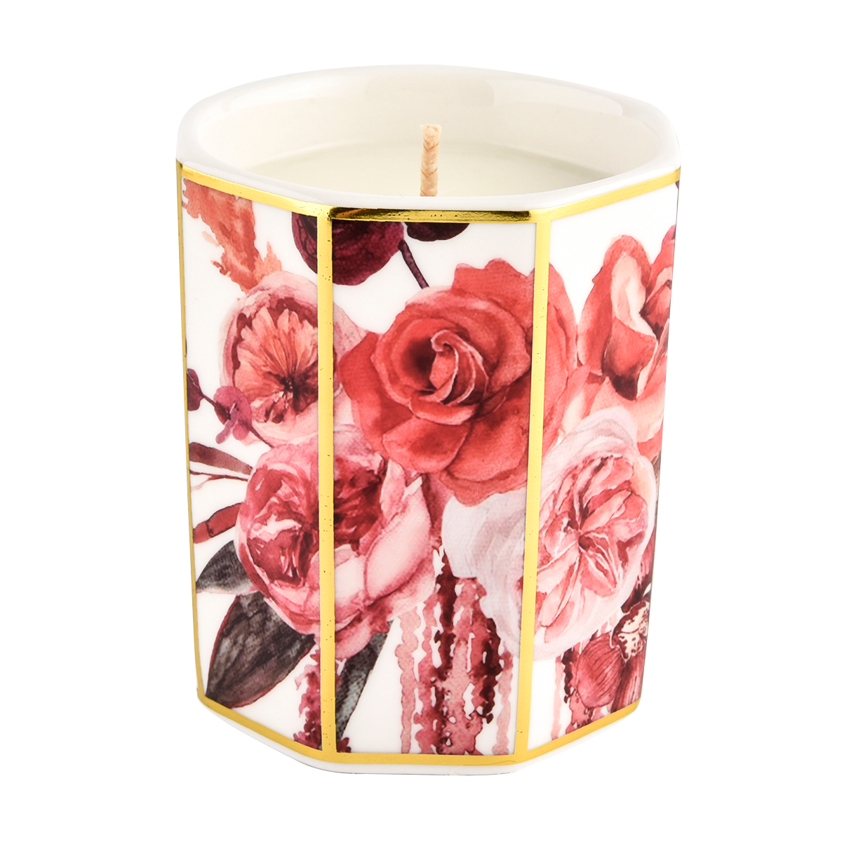 Wholesale 348 ML empty hexagon ceramic candle jars