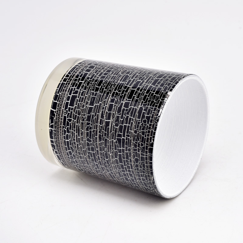 Velkoobchodní skleněné nádoby na svíčky s černým crack dekorem