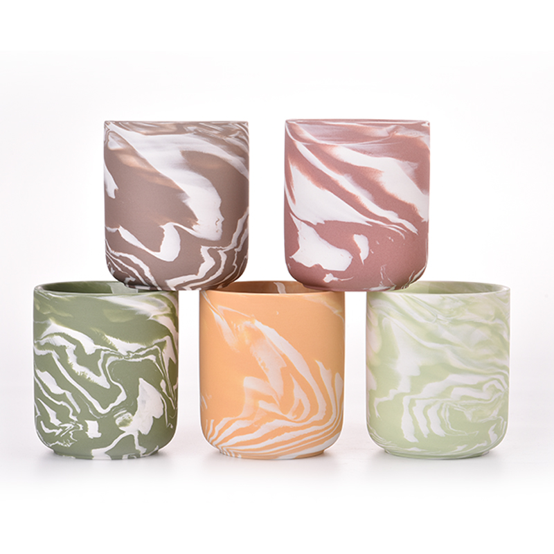 home decor marble decoration ceramic candle jar