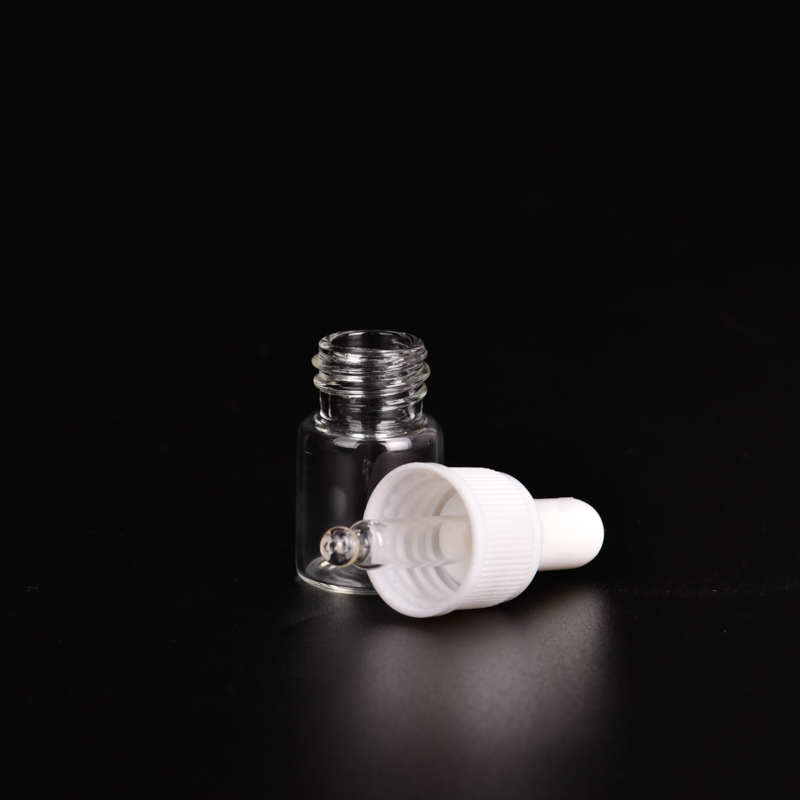 豪华5毫升油玻璃瓶带闪亮白色滴管试用批发