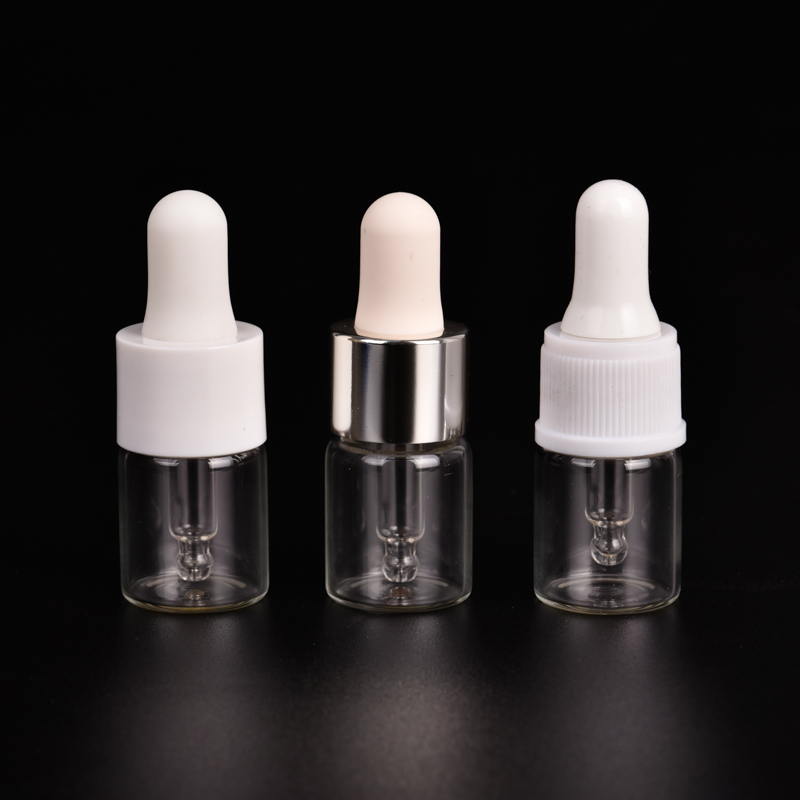 Popular 5ml customized deco perfume glass bottle & oil bottle with dropper & metal lids for wholesale