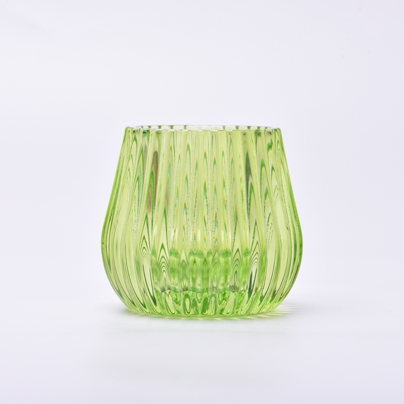 popular green 6oz vertical glass candle jar for candle making wholesale