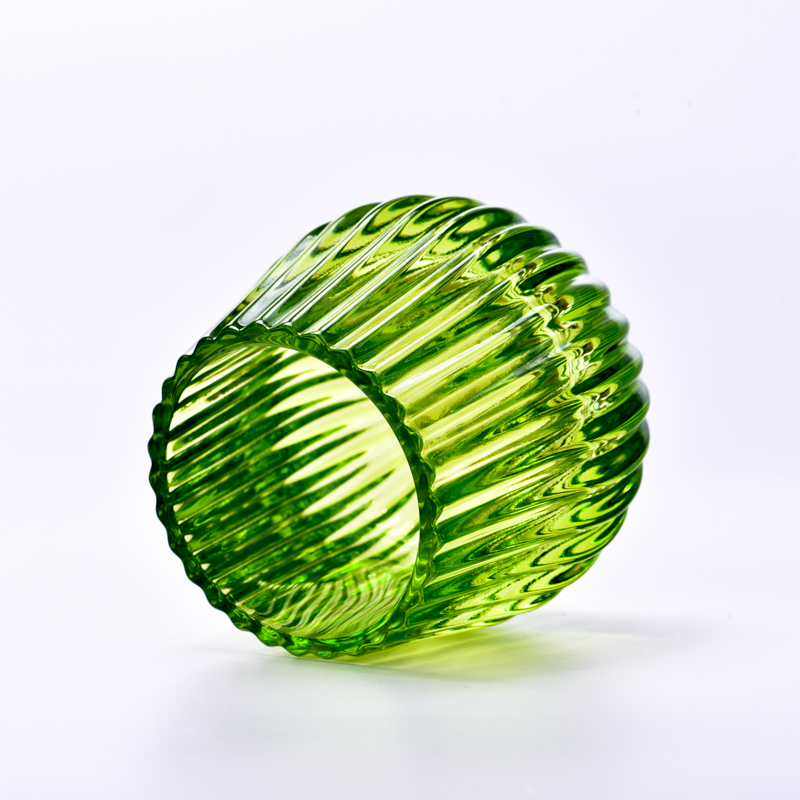 popular green 6oz vertical glass candle jar for candle making wholesale