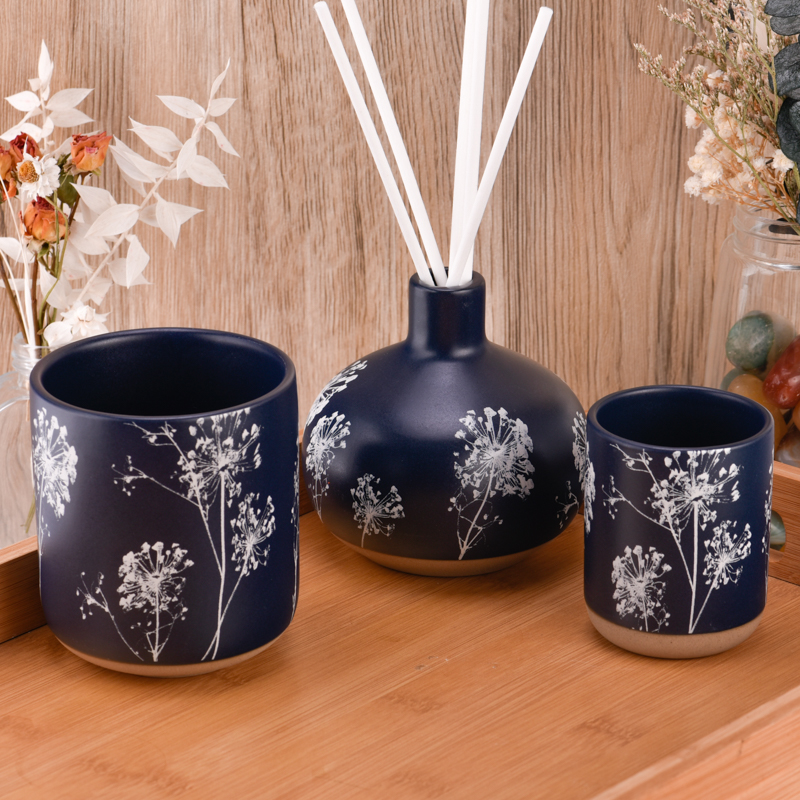 Matte black 14oz Ceramic Diffuser Bottles Ceramic Vase Home Decoration
