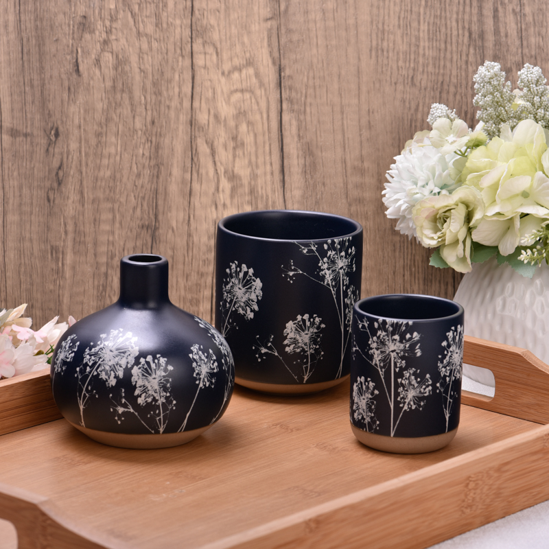 Chai khuếch tán gốm 14oz màu đen mờ Bình gốm trang trí nhà cửa