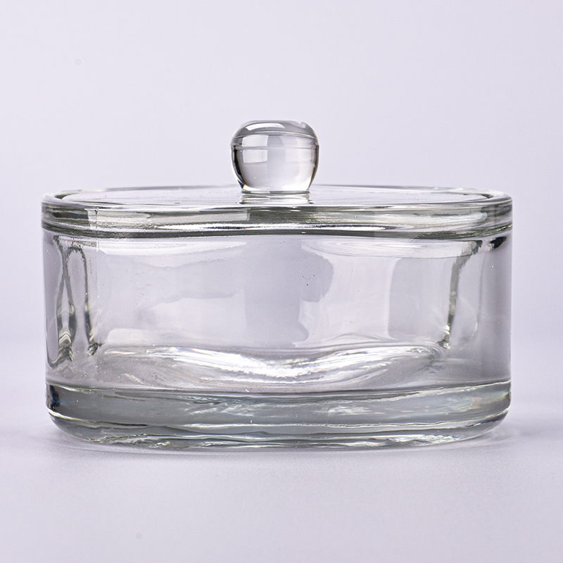 New deco wide mouth straight 10 oz 12 oz 14 oz glass candle holder with handle wedding