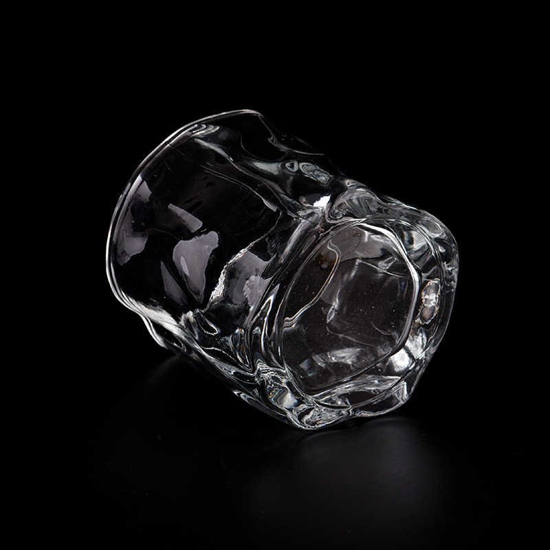 7oz clear glass candle jar wholesale for home gift Irregular shape clear glass candle jar wholesale