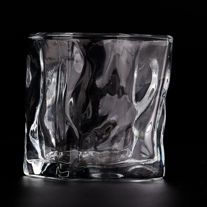7oz clear glass candle jar wholesale for home gift Irregular shape clear glass candle jar wholesale