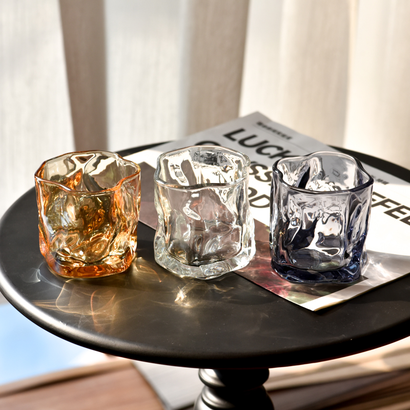 7oz clear glass candle jar wholesale for home gift Irregular shape clear glass candle jar wholesale