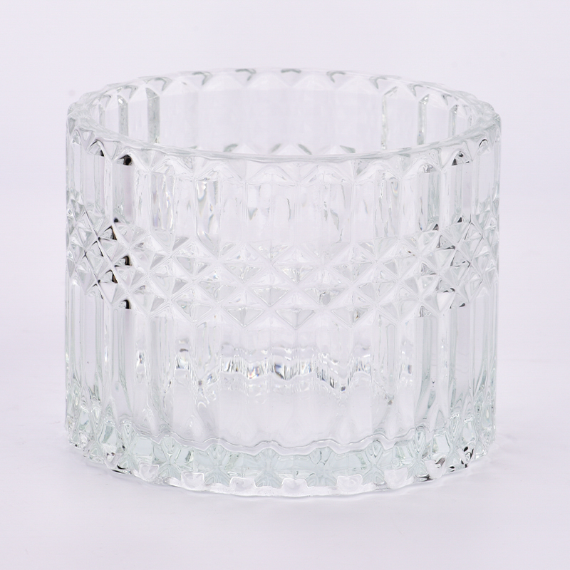 Luxury 500ml diamond effect glass candle holder for wedding