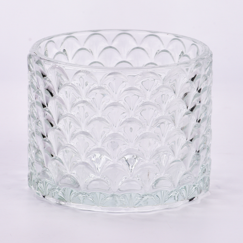 Wholesale 500ml scaly effect glass candle jar for wedding decoration