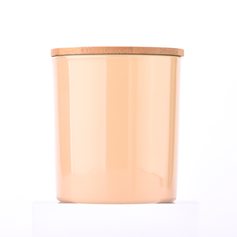 Portacandele in vetro tinta unita per la realizzazione di candele con coperchio in legno