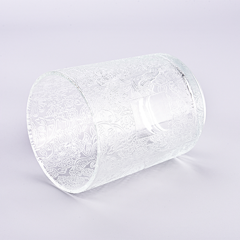 Wholesale luxury pattern glass candle holder 1391ml glass jar Wholesale luxury pattern glass candle holder 1391ml glass jar