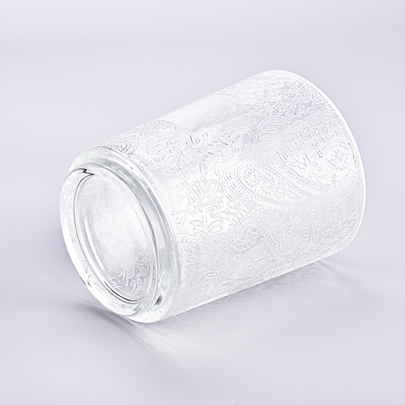 Wholesale luxury pattern glass candle holder 1391ml glass jar Wholesale luxury pattern glass candle holder 1391ml glass jar