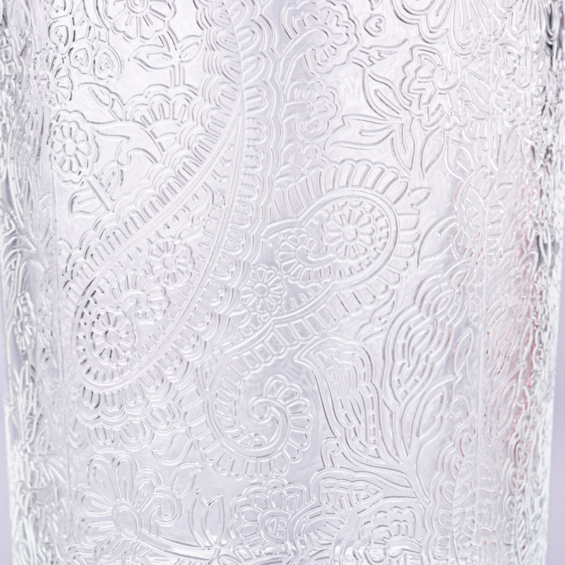 Wholesale luxury pattern glass candle holder 1391ml glass jar Wholesale luxury pattern glass candle holder 1391ml glass jar