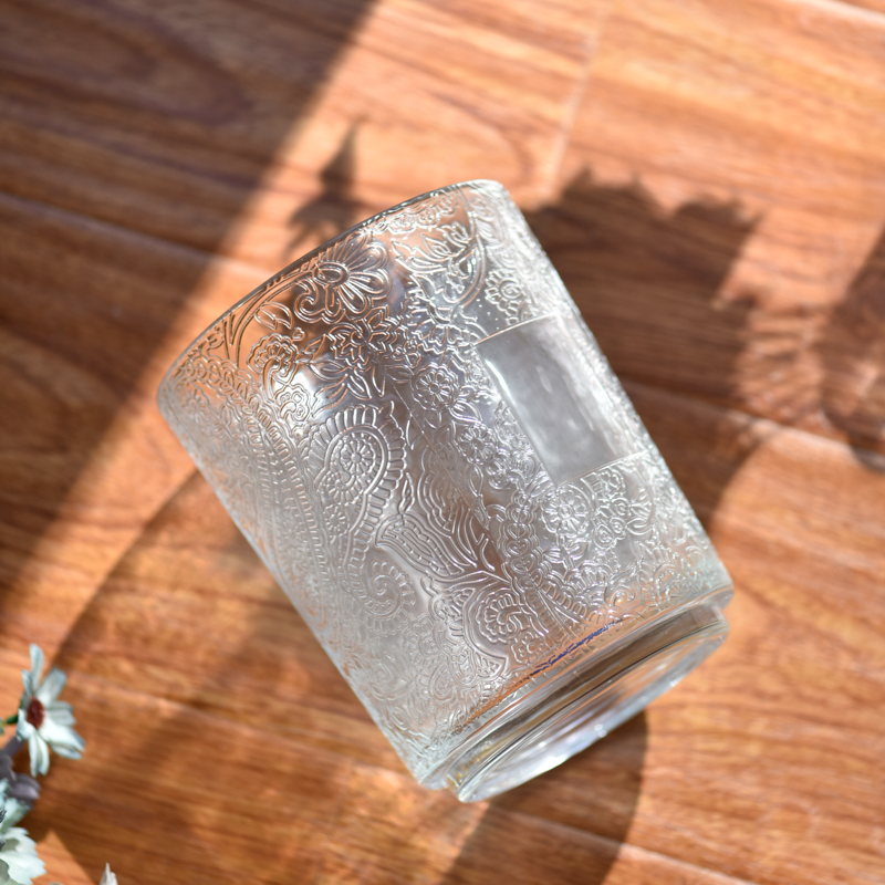 Wholesale luxury pattern glass candle holder 1391ml glass jar Wholesale luxury pattern glass candle holder 1391ml glass jar