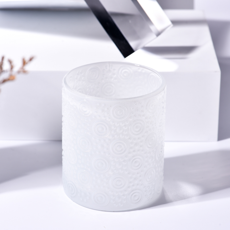 milky color 8oz glass candle jars with and candle holders for wholesale