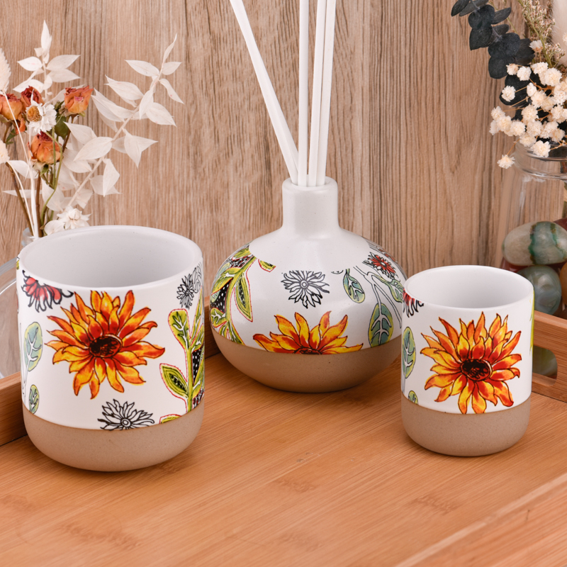 Großhandel maßgeschneiderte mehrfarbige Keramik-Aromatherapie-Flasche mit exquisitem Muster