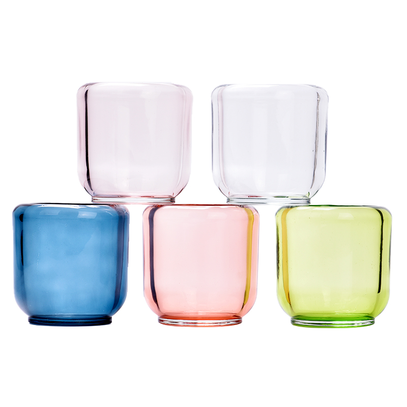 Customized transparent color glass jar 7oz glass vessles for candle making & supplier