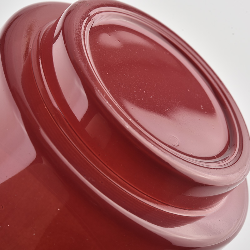 Wholesale round empty glass candle Jars red glass vessel