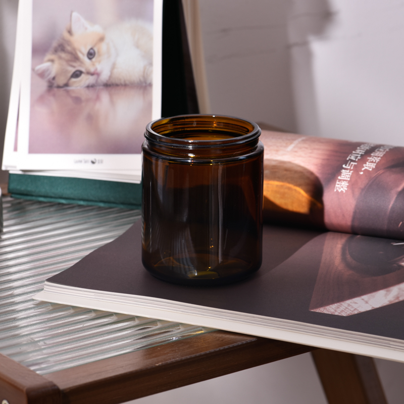 hot sales 7oz amber glass candle container