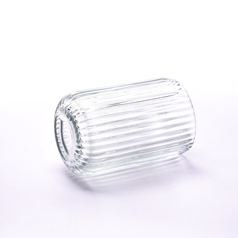Wholesale vertical stripe glass candle vessel