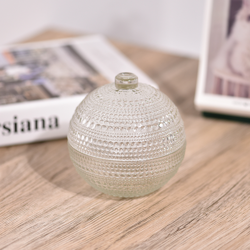 โถเทียนแก้วคริสต์มาสพร้อมฝาขวดเทียนขายส่งและฝาปิดสำหรับเทศกาลวันหยุด