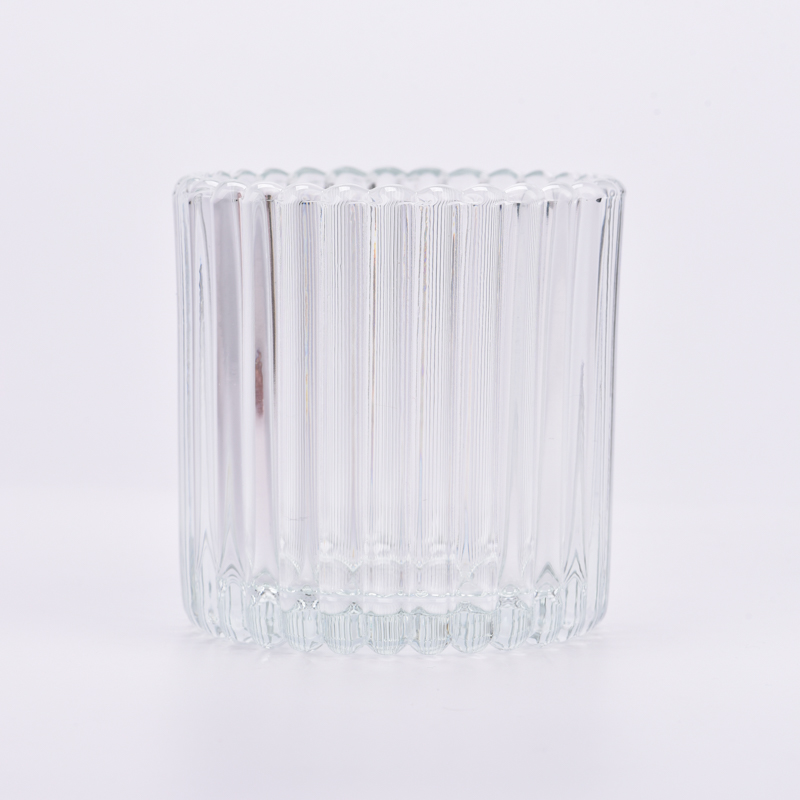 Ribbed Glass Candle Vessels Transparent Glass Candle Container 